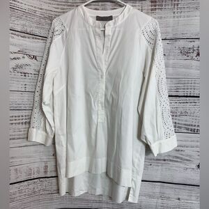 D. Exterior Top Womens Size Large White Cotton Blend Tunic Boho Minimalist Italy